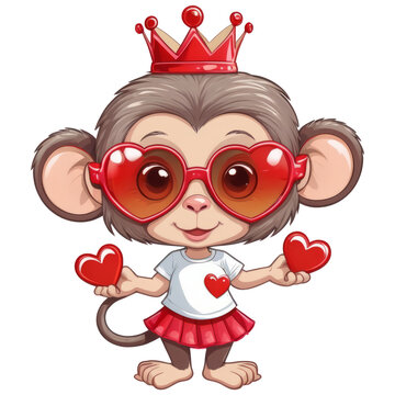 monkey Queen wears glasses on Valentine's Day