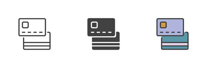 Credit cards different style icon set