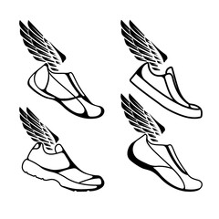 sports shoes icon with wings - 724415316
