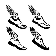 sports shoes icon with wings - 724415320