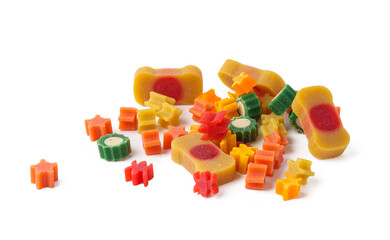 Pet food treats isolated on white background