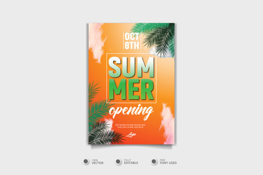 Summer hot beach party poster template
