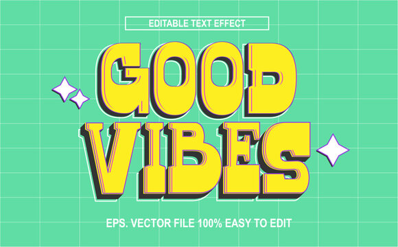 good vibes editable text effect retro style