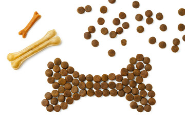 Dog food treats isolated on white background