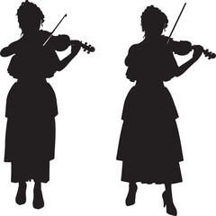 Woman with violin silhouette © AnnaPa