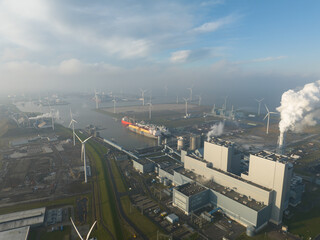 Eemshaven in the north of the Netherlands, one of the large seaports in Holland. industrial port,...
