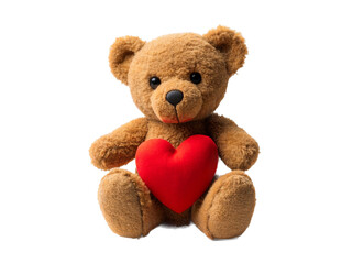 teddy bear with heart isolated transparent background