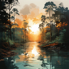 WATERCOLOR OF AMAZON FOREST