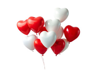 red and white heart shaped balloons isolated transparent background