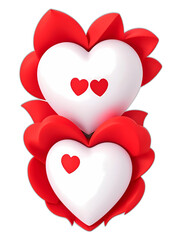 red hearts on white