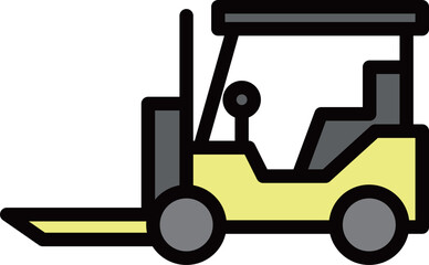 カラー乗り物アイコンイラスト　フォークリフト
