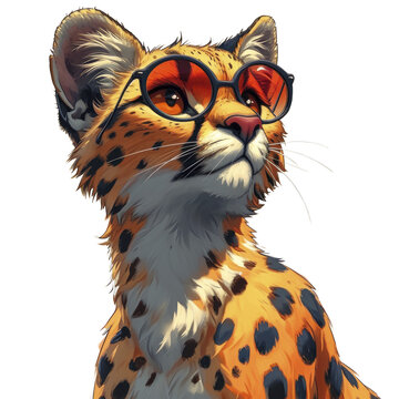 A Majestic Cheetoh Cat In Wild African Savannah, Isolate Images White Background