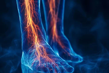 Foto op Plexiglas Close-up of leg with varicose veins disease. Glowing image © Denis
