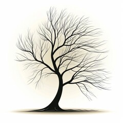 Simple graphic tree for a logo. Black and white Stencil, contour, white background