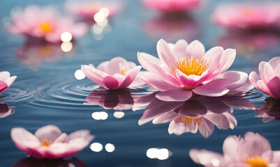 Tranquil lily floats on water
