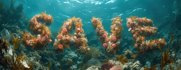 text save made of plasitc garbage floating on the blue ocean, ecology ocean pollution theme, fighting for a clean ocean