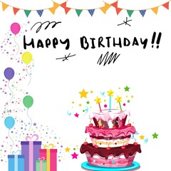 Happy birthday greeting card and party invitation,birthday greeting 