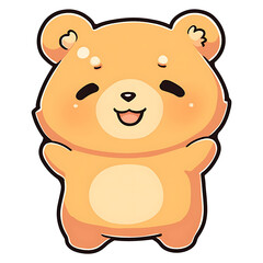 Fototapeta premium Cute happy bear clipart kids illustration for sticker and t shirt design with transparent background