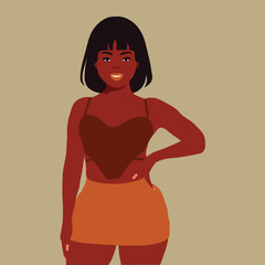 Modern fashionable black woman in elegant art style vector