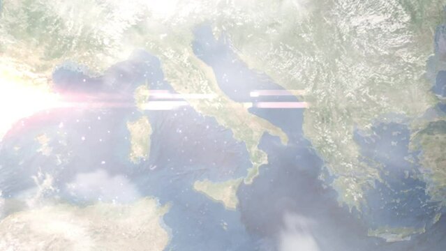 Zoom in from space and focus on Ercolano, Italy. 3D Animation. Background for travel intro. Elements of this image furnished by NASA