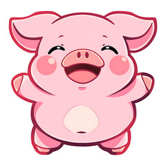 cute happy pig clipart illustration with transparent background