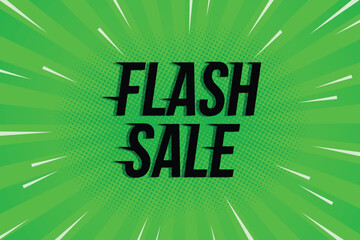 Flash Sale Shopping Poster or banner with Flash icon and text on green background. Flash Sales banner template design for social media and website.Special Offer Flash Sale campaign and promotions. EPS