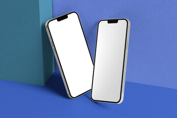 phone mockup with modern wall background