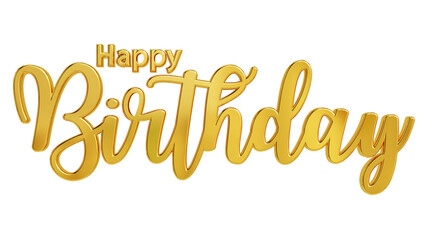 Naklejka premium Happy birthday hand lettering 3d in gold, happy birthday typography, calligraphy