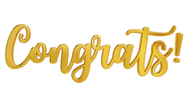 Congrats hand lettering 3d in gold, congrats typography, calligraphy