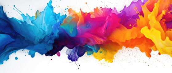 Vivid acrylic paint splashes isolated on a white background, showcasing colorful artistry, Ai Generated