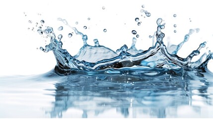 Water splash with a stunning reflection, isolated on a clean white background, Ai Generated.