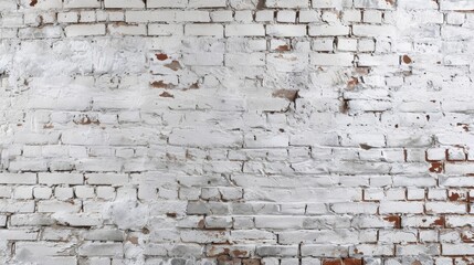 An extra-wide format white-washed brick wall, exuding a rustic and spacious charm, Ai Generated.