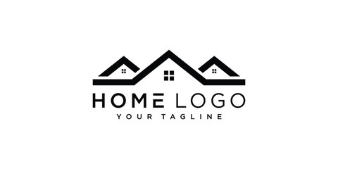 Fototapeta premium Home vector logo template for real estate company. Illustration of roof. Design element.