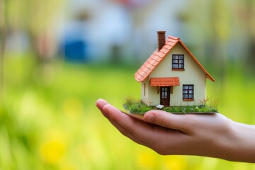 Hand holding a house, Mortgage Home loan