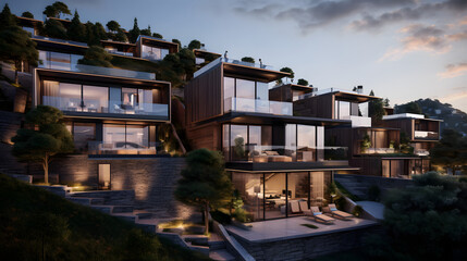 Obraz premium Luxury Mountainview Townhouses: A Serene Haven on the Slopes