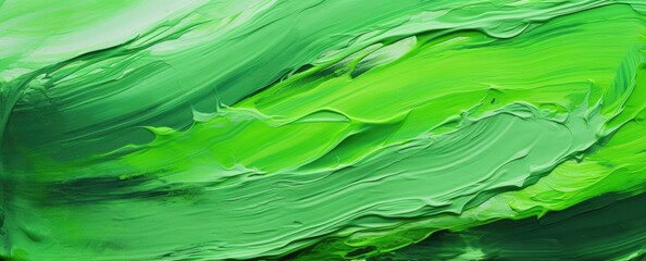 Vibrant neon green texture captured in acrylic or oil paint, Ai Generated