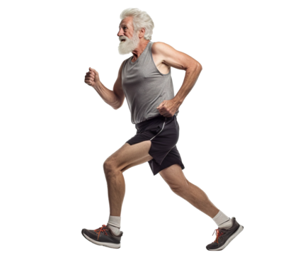 Middle-aged man jogging, cut out