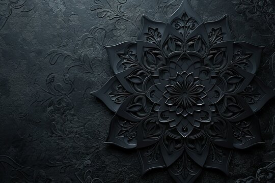 Black desktop wallpaper background with islamic elegant light ornament 