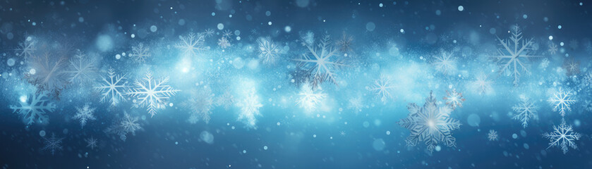 Fototapeta na wymiar Frosty Elegance: Watercolour Snowflakes in Winter Banner