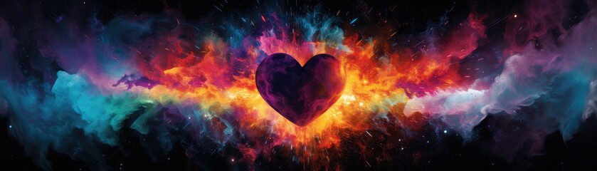 Radiant Heart Explosion in a Spectrum of Colors