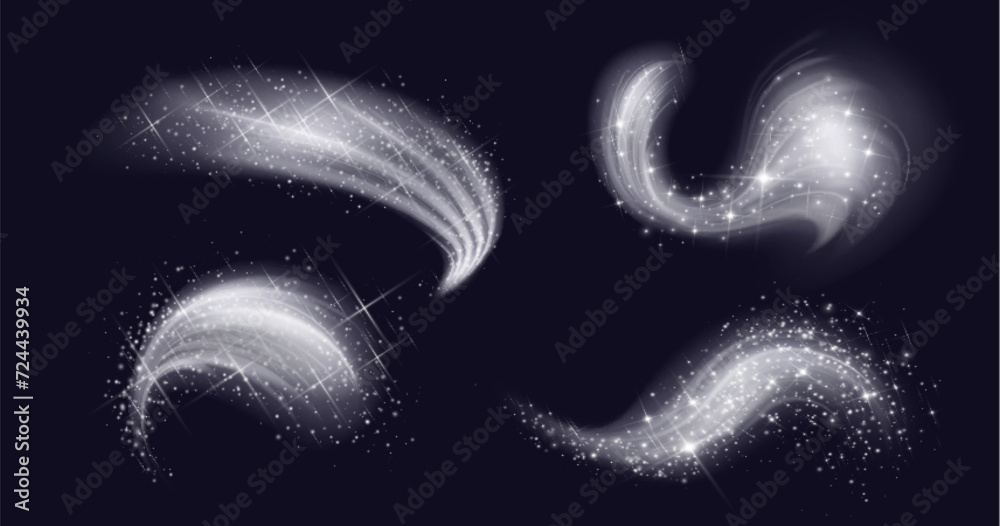 Canvas Prints white swirl fragrance wind spraying with glow effect and snow particles. realistic vector illustrati