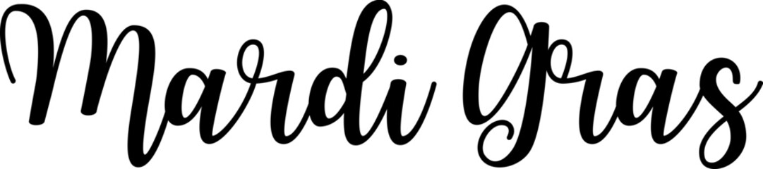 Mardi gras handwritten lettering, typography, calligraphy © N2
