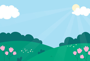 Natural spring landscape background vector