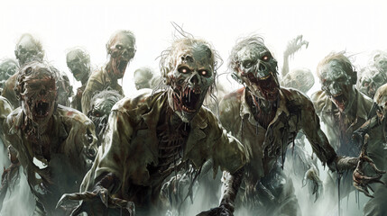 Many scary zombies