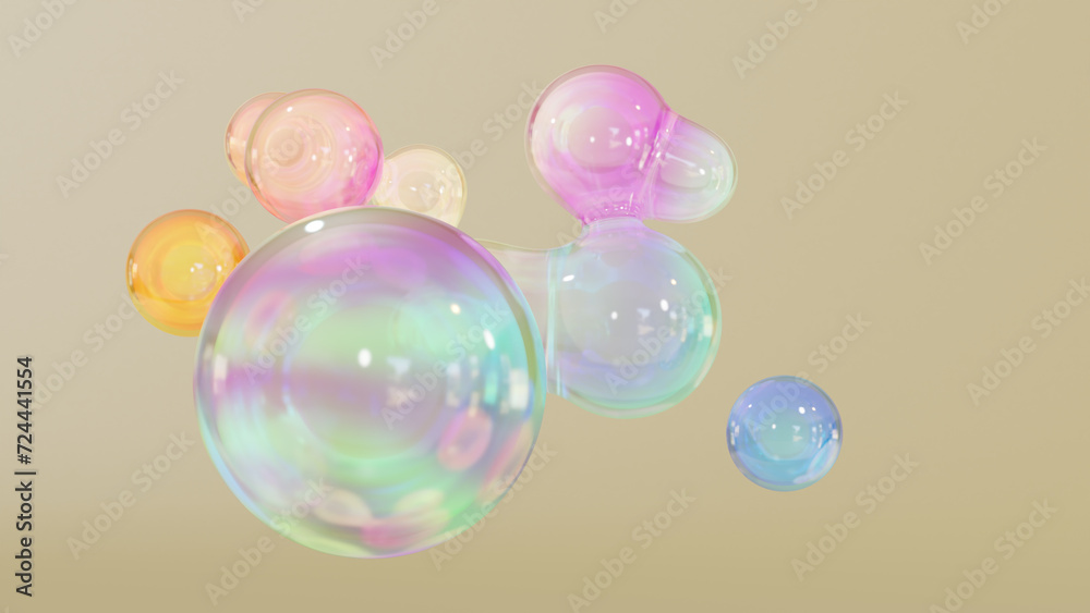 Poster abstract floating circles with space on a bright pastel-colored background. a 3d-colored sphere with
