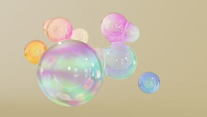 Abstract floating circles with space on a bright pastel-colored background. a 3D-colored sphere with a color spectrum. Template for a sleek, contemporary gradient. 3D rendering. 