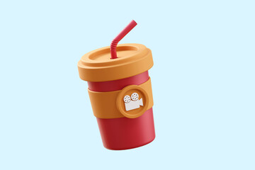 Soft Drink Cinema 3D Icon Illustration