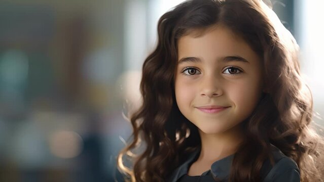 A portrait of a young Middle Eastern girl who, despite language barriers, has succeeded against all odds owing to the equitable educational opportunities provided by her school.