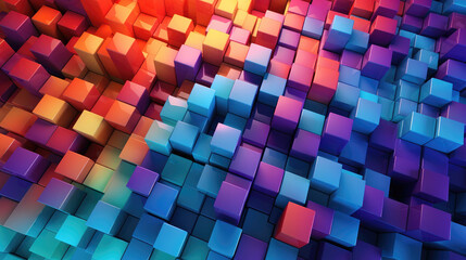 Cubic Rainbow: Diverse 3D Blocks Creating a Colorful Wallpaper