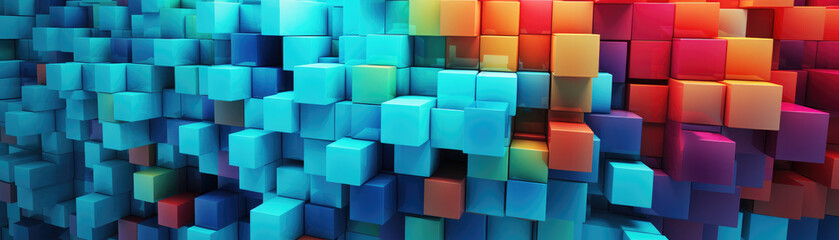 Geometric Rainbow: 3D Cubes in Vivid Colors as Wallpaper